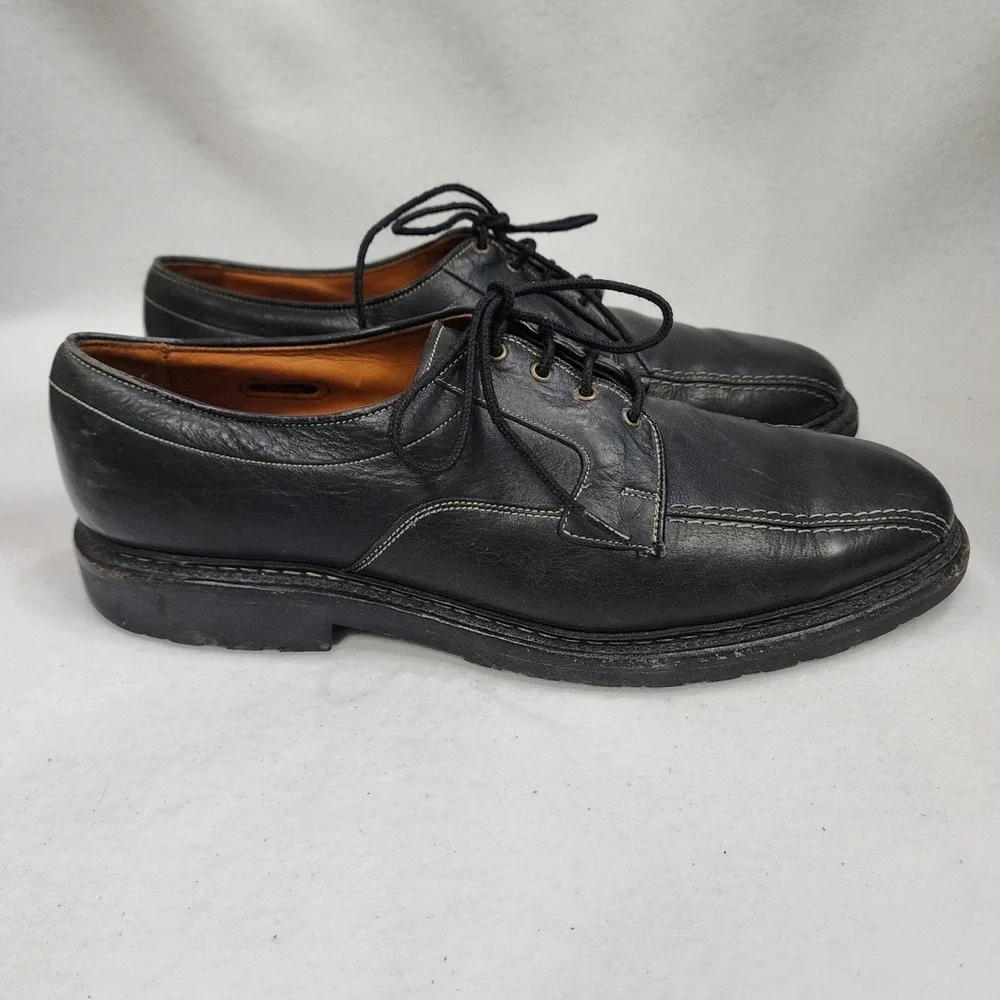 Allen Edmonds Mapleton Mens 11.5 B Derby Black Leather Bike Toe Dress Shoes